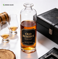 Bouteille de whisky en verre cylindrique transparent Super Flint de 750 ml, bouteille de spiritueux vide avec couvercle et logo personnalisé