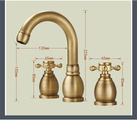 Robinet de lavabo en laiton antique de haute qualité, design créatif en forme de dauphin européen, double poignée, 3 trous, à poser sur le comptoir, en céramique, pour salle de sport
