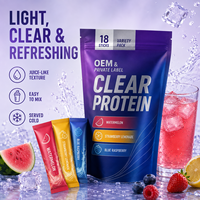 Private Label Clear Whey Protein Isolate Poeder Variatiepakket 18 Enkelvoudige Porties Watermeloen Aardbei Limonade Blauwe Framboos
