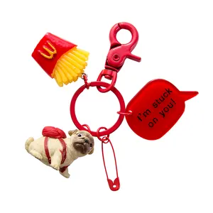 Lilangda 2021 New Cute Cartoon Designer Dog Key chain Pet Lovely Pig Dog Shiba inu Bulldog Keychain Animal Keychain ring