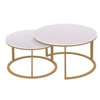 Meubles de salle à manger Table basse ronde en marbre Cadre en métal Table basse contemporaine en vente directe d'usine
