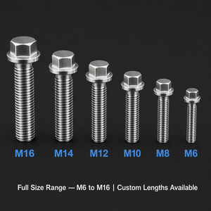 สลักเกลียวหน้าแปลนหกเหลี่ยม สแตนเลส M12 หน้าแปลนแบบหยัก ป้องกันการคลายตัว - Product Image 2