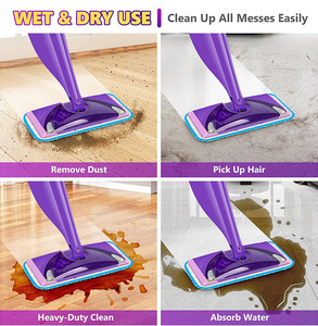 Double usage 12 pouces pour <span class=keywords><strong>Swiffer</strong></span> Wet Jet Compatible Ultra-Fine Fiber Mop Pen Core Sky Blue Dry & Wet Mop Spare Cloth - Product Image 4