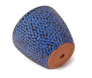 Ensemble de pots à fleurs en céramique émaillée écologiques bleu cobalt avec motif d'épi de blé en relief, jardinières intérieures/extérieures avec trou de drainage pour la décoration de jardin - Product Image 4