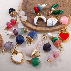 Collar con colgante de corazón esmaltado y perlas de piedra natural, estilo INS, versátil, a la moda, accesorios de joyería para mujer - Product Image 2