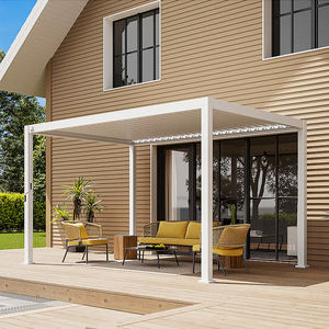 Pérgola Bioclimática de Aluminio Impermeable con Persianas Motorizadas, Protección UV y Resistente al Viento, con Iluminación LED Personalizada para Jardín - Product Image 5