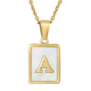 Collana di lettere all'ingrosso A A Z ciondolo di madreperla 18K collana di oro in acciaio inossidabile collana iniziale per le donne - Product Image 1