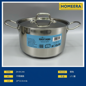 Casserole en acier inoxydable 6L avec couvercle 24x135cm ustensiles de cuisine pour usage domestique vente en gros - Product Image 1