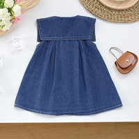 Nouvelle robe d'été décontractée sans manches pour filles en bas âge jupe en jean bleu marine