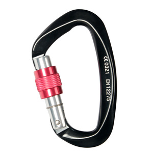 Mosquetón de escalada aérea de aluminio aeronáutico tipo D con cierre de rosca, hebilla de seguridad de alta resistencia para escalada en roca al aire libre - Product Image 1
