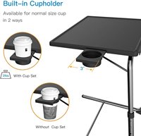 Support de tasse à café et à thé réglable en hauteur sur 6 niveaux, réglages d'angle, plateau de table pliable en plastique portable pour le dîner devant la télévision