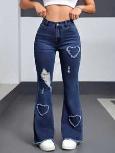 Jeans <span class=keywords><strong>Slim</strong></span> Fit da <span class=keywords><strong>Donna</strong></span> con Design Strappato Traspirante, Vita Alta, Denim Elasticizzato, Moda Estiva Casual - Product Image 6