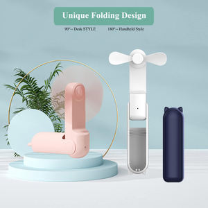 Mini ventilateur portable électrique rechargeable pliable avec logo personnalisé, lumière LED et batterie externe intégrée - Product Image 3