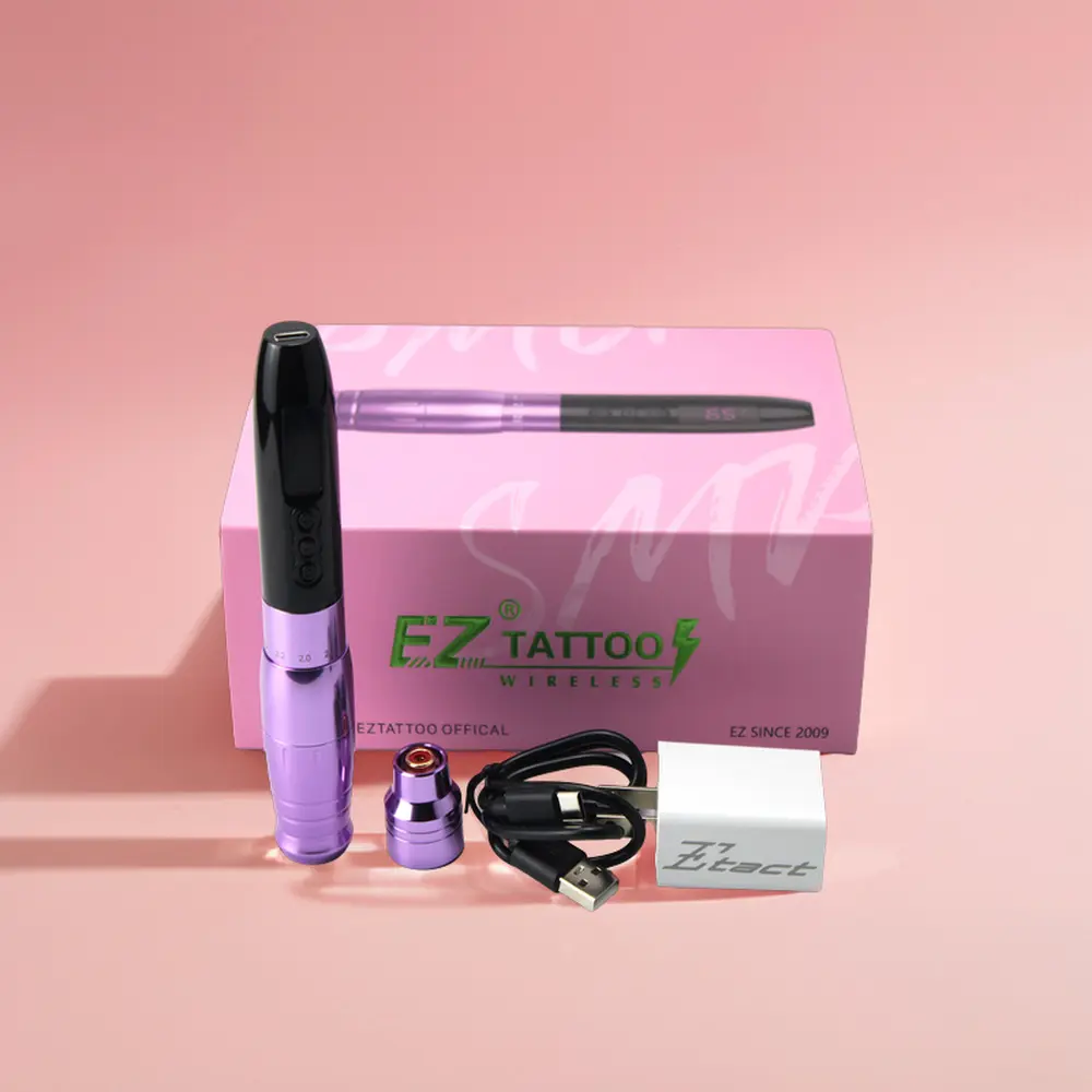 Wholesale EZ POPU Lola Air Pro Electric Stepless Adjustable Stroke 1000mAh Permanent Makeup Wireless PMU Pink Tattoo Pen Machine
