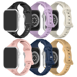 Vente en gros de bracelets en silicone respirants et colorés à motif rose de luxe pour montres Series 11, 10, 9, 46 mm, 42 mm - Product Image 1