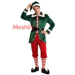 Costume de Noël de luxe pour adultes, film télévisé, Père Noël, elfe vert, jeu de rôle sexy pour couple, carnaval, fête du Nouvel An - Product Image 2
