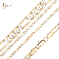Catena Classica Italiana Figaro FJ Fallon Fashion 4mm, Placcata in Oro 14K Bicolore su Base in Ottone