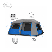 Tente de camping familiale instantanée Kawagebo Kamp (KK) pour 9 personnes, installation facile, avec auvent complet