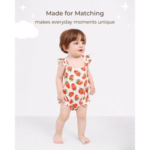 Combinaison bébé fille personnalisée, imprimé fraises, volants, sans manches, tenue d'été, viscose coton respirant - Product Image 3