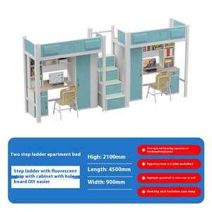<span class=keywords><strong>Lit</strong></span> superposé moderne pour deux personnes avec table intégrée, cadre <span class=keywords><strong>en</strong></span> <span class=keywords><strong>fer</strong></span> épaissi, marque JUNYI, garantie <span class=keywords><strong>1</strong></span> an, dortoir, appartement scolaire - Product Image 2