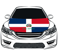 Penutup Kap Mobil Bendera Republik Dominika Pelindung Kap Mesin yang Dipersonalisasi Poliester Elastis Tahan Panas Tahan Lama Cocok untuk Semua Tipe