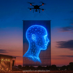 Nhà máy trực tiếp trong suốt ngoài trời <span class=keywords><strong>LED</strong></span> màn hình phim cho Drone Hiển thị cảnh quan biểu diễn & video quảng cáo hiển thị - Product Image 2