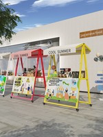 Mobiler Pop-up-Verkaufsstand mit Rädern und Überdachung, Outdoor-Limonadenstand-Displayregal für Marktveranstaltungen und Einzelhandelspromotion