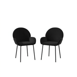 Sedie da Pranzo in Velluto Nero Moderne Imbottite con Gambe in Metallo Arredamento per la Casa - Product Image 1
