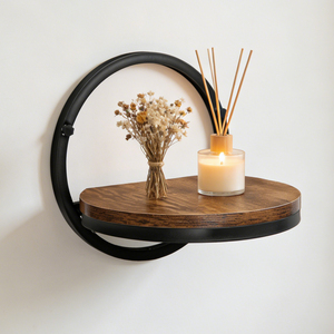 Étagère murale ronde pliable en métal et bois pour plantes suspendues, support mural pour plantes pour salon et décoration intérieure - Product Image 4