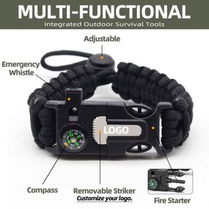 Baiyuheng Vòng tay sinh tồn đầy màu sắc ngoài trời dây thừng Vòng tay dệt Bộ dụng cụ sinh tồn đa dụng cụ - Product Image 2