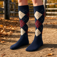 Chaussettes d'équitation personnalisées en coton jacquard respirant et écologique, hauteur genou, pour les entraînements estivaux et les activités de plein air