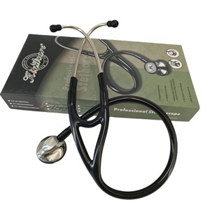 Stéthoscope en acier inoxydable Kt-150, tête argentée simple face, dispositif médical noir pour usage clinique - Product Image 2