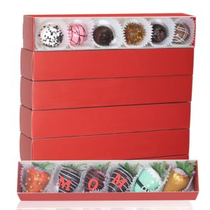 Boîtes en carton kraft rouge haut <span class=keywords><strong>de</strong></span> gamme <span class=keywords><strong>de</strong></span> qualité supérieure avec gaine en plastique pour emballage <span class=keywords><strong>de</strong></span> dessert au <span class=keywords><strong>chocolat</strong></span> pour biscuits - Product Image 1
