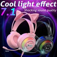 Casque de jeu filaire circum-auriculaire avec annulation active du bruit (ANC), éclairage RGB, commandes tactiles, micro USB, aviation, téléphone mobile