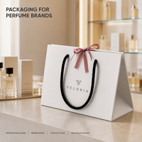 Sacs en papier personnalisés avec logo, en carton recyclable, fermeture à cordon, finition mate, pour emballage de parfums et de cosmétiques