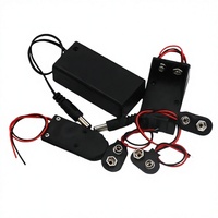 Support de batterie 9V GW avec interrupteur marche/arrêt et prise DC5.5, boîte noire (1 pièce)