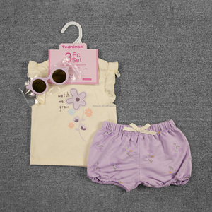 Conjunto <span class=keywords><strong>de</strong></span> bebé <span class=keywords><strong>de</strong></span> 3 piezas 0-18 meses conjuntos <span class=keywords><strong>de</strong></span> ropa <span class=keywords><strong>de</strong></span> estilo informal <span class=keywords><strong>de</strong></span> <span class=keywords><strong>punto</strong></span> 100% tela <span class=keywords><strong>de</strong></span> algodón camisetas transpirables pantalones cortos 3 uds lindo verano - Product Image 5