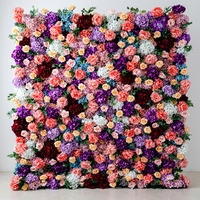 Panneau floral artificiel 3D 5D en rouleau de haute qualité, roses, hortensias, lotus, pour décoration de toile de fond de mariage, événements et fêtes, vente en gros