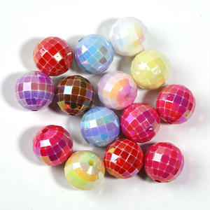 Offre Spéciale 16mm acrylique à facettes Trampoline perles en vrac couleur translucide mat trou accessoires matériaux faits à la main - Product Image 4