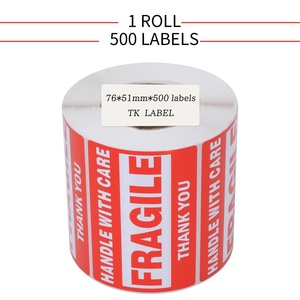 Etiquetas Adhesivas Impermeables y Ecológicas con Logotipo Personalizado, Impresión de Advertencia, Etiquetas Frágiles para Supermercados - Product Image 2