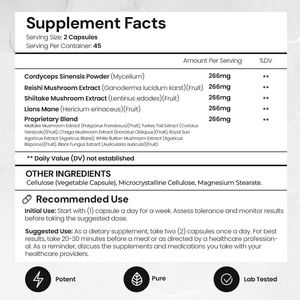 LUVVITA Suplemento Herbal <span class=keywords><strong>Natural</strong></span> Atacado 10 em 1 Complexo de Cogumelos de Alta Potência Antioxidante Suporte Imunológico 90 Cápsulas Saúde - Product Image 2
