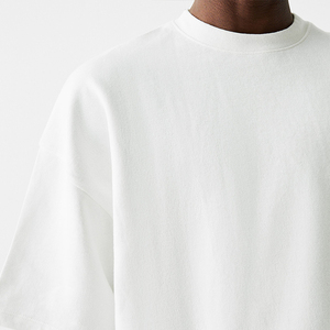 T-shirts blancs vierges épais et amples à épaules tombantes, style streetwear, grande taille, personnalisables pour hommes – Vente en gros - Product Image 2