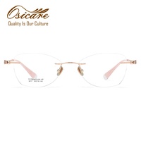Lunettes de vue de luxe de qualité supérieure, best-seller, montures en titane dorées avec pierres pour femmes
