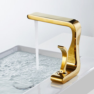 Rubinetto per lavabo Shanxi in rame massiccio, caldo e freddo, dorato, lusso leggero, artistico e creativo, per mobile <span class=keywords><strong>bagno</strong></span> domestico - Product Image 4
