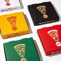 Boîte à pizza en carton ondulé jetable 7'' personnalisée, imprimée, recyclable et résistante à la graisse pour emporter