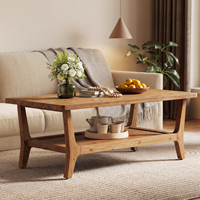 Table basse Tribesigns en bois massif de 47 pouces, 2 niveaux de rangement, mobilier de qualité professionnelle pour hall d'hôtel, bureau