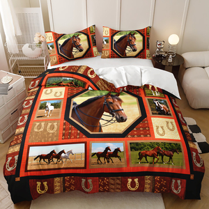 Parure de lit Bohème Sud-ouest à motif cheval, Housse de couette ethnique aztèque géométrique patchwork pour décoration de chambre Western - Product Image 4