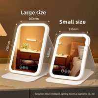 Miroir de Maquillage LED Portable Pliable 1x avec 3 Tonalités de Lumière Dimmables, Capteur Tactile, Rechargeable, pour Table, Coiffeuse, Voyage et Dortoir
