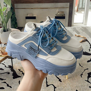 <b>Small</b> White Walking Shoes Thick Soles Light <b>Weight</b> for Women Spring Autumn Student Sports Breathable Height Shoes - Product Image 2