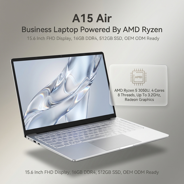 15.6 Inch AMD Commercial Laptop Office Notebook Portable Business Computer FHD Screen OEM Factory Export Vendor Student Laptop